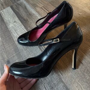 Kate Spade New York Black Mary Jane pink sole Heels